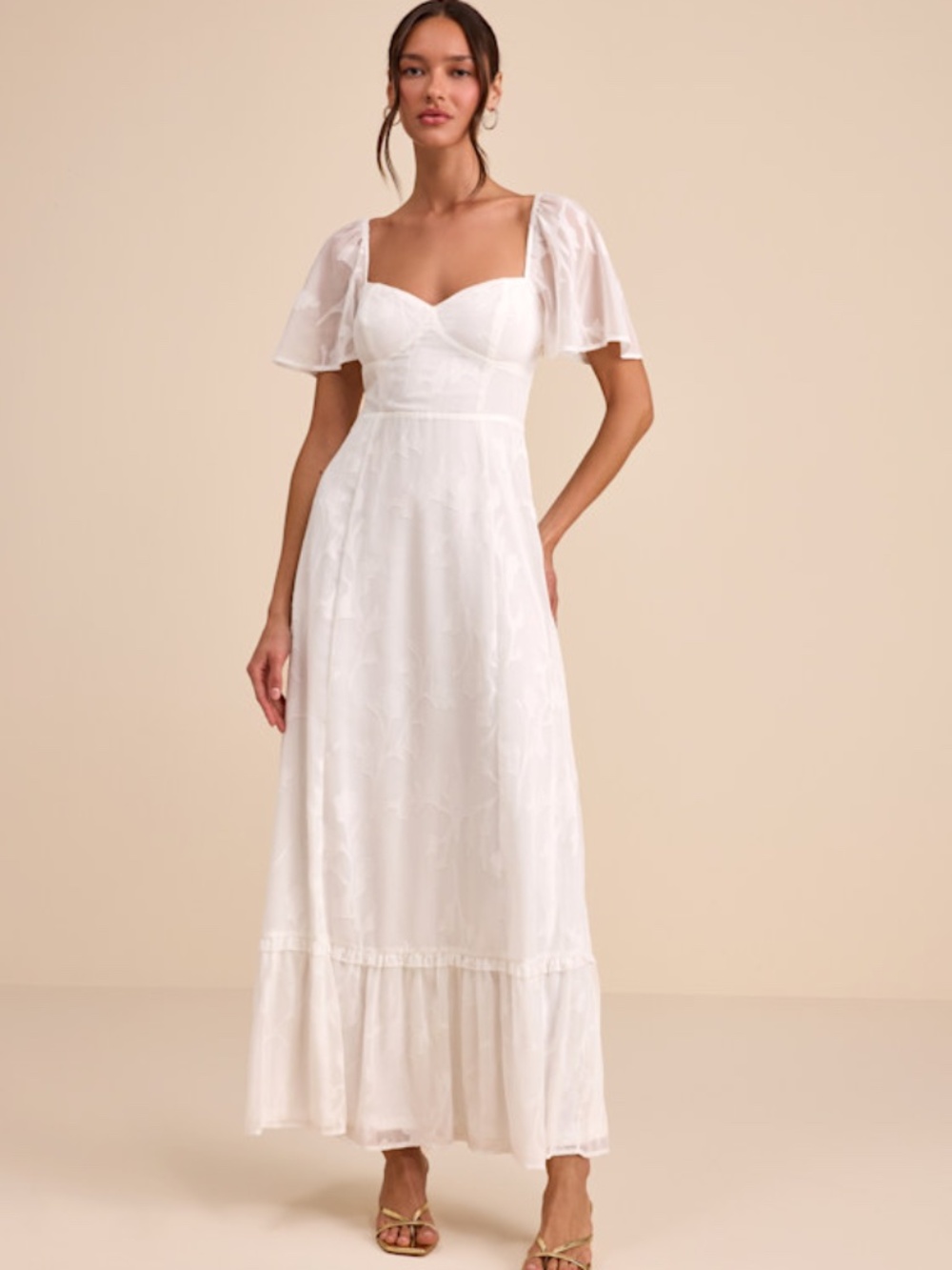 Lulus Tailor Made For You White Jacquard Lace-up Maxi Dress - Size S